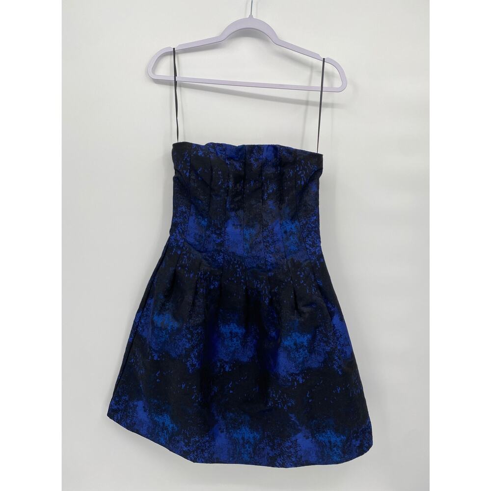 H&M Strapless Dress Prom Homecoming Black Blue Lace Mini Fit & Flare Size 6